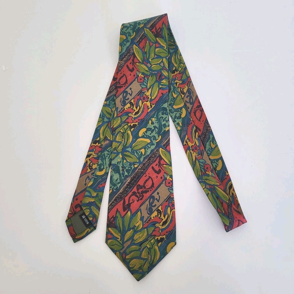 Paul Smith Men's Neck Tie Necktie Designer Silk Green Floral Abstract‎ Boho